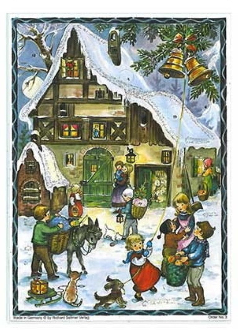 Glittered Advent Calendar - Ringing the Bells - The Country Christmas Loft