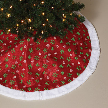 48" Metallic Printed Snowflake Treeskirt - The Country Christmas Loft