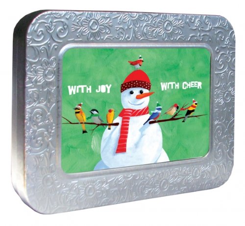 Embossed Notecards In Tin - With Cheer - The Country Christmas Loft