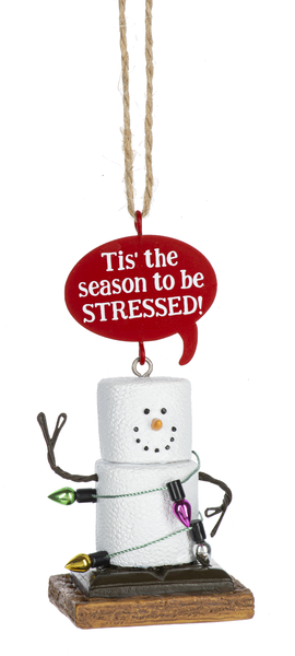 Toasted S'mores Pun Ornament - Tis the season to be STRESSED - The Country Christmas Loft