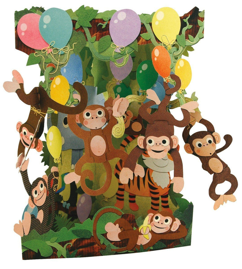 Monkey Party - Swing Card - The Country Christmas Loft