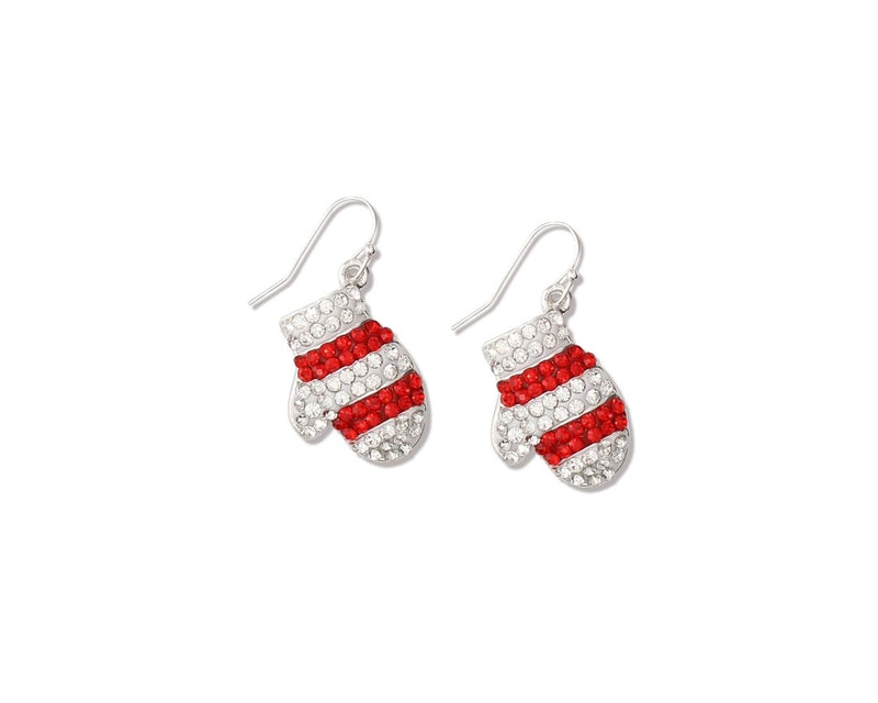 Red  Crystal Mittens - Earrings - The Country Christmas Loft