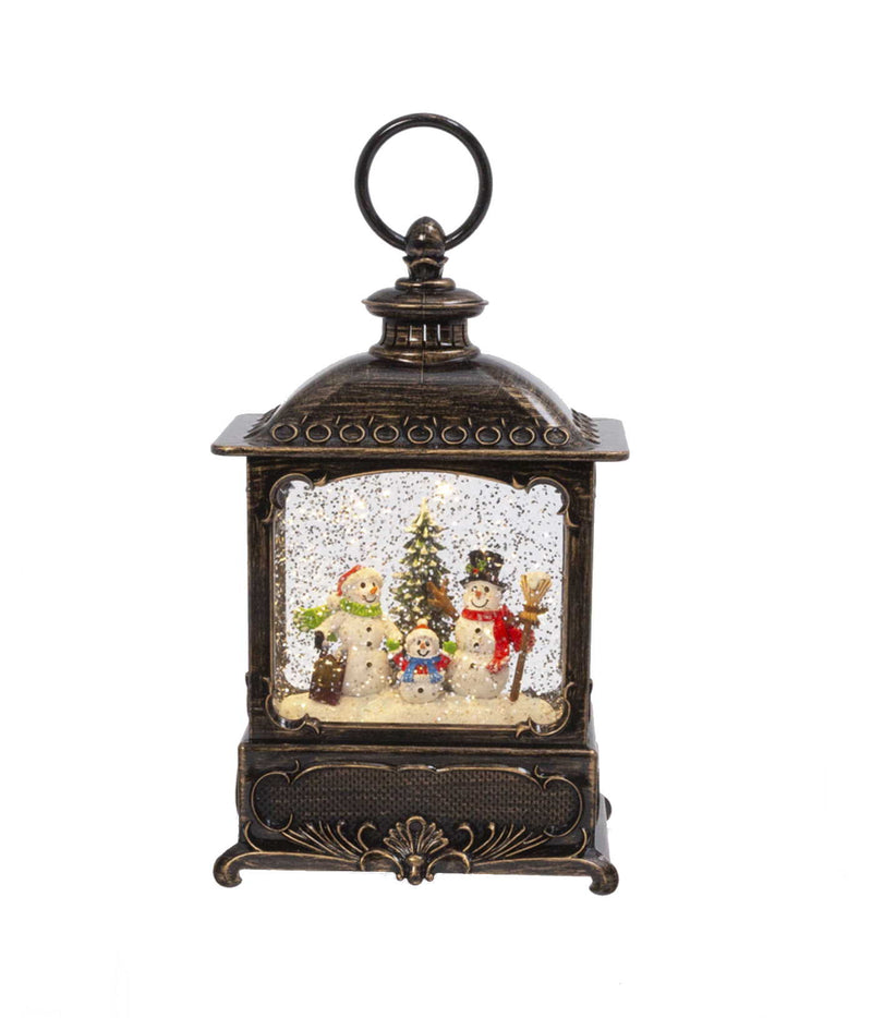 Lighted Spinning Water Lantern - Snowman Family - The Country Christmas Loft