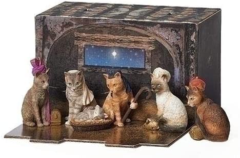 Cat Nativity 7 Piece Set - The Country Christmas Loft