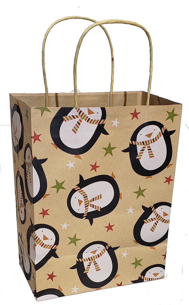 Medium Kraft Gift Bag - Penguins - The Country Christmas Loft