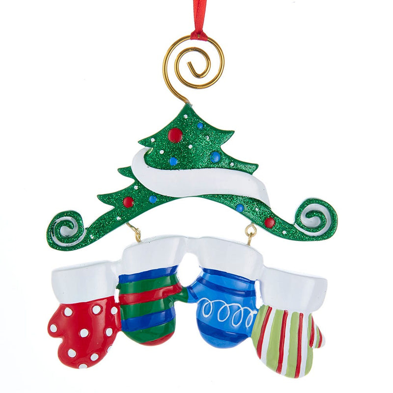Dangling Mittens Family Ornament- Family of 4 - The Country Christmas Loft