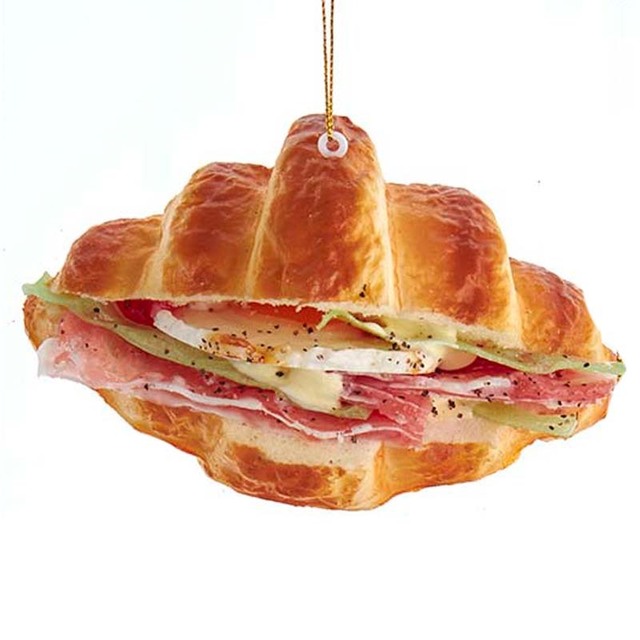Croissant Breakfast Sandwich Ornament - Shaved Ham - The Country Christmas Loft