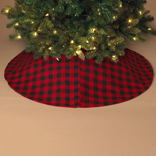 48 Inch Red & Black Buffalo Plaid Tree Skirt - The Country Christmas Loft