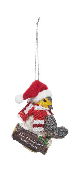 Cozy Bird Ornament - Have a blessed Christmas - The Country Christmas Loft