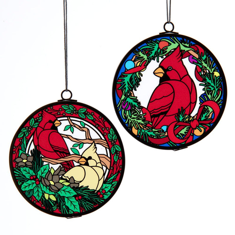 Cardinal Stained Glass Ornament - - The Country Christmas Loft