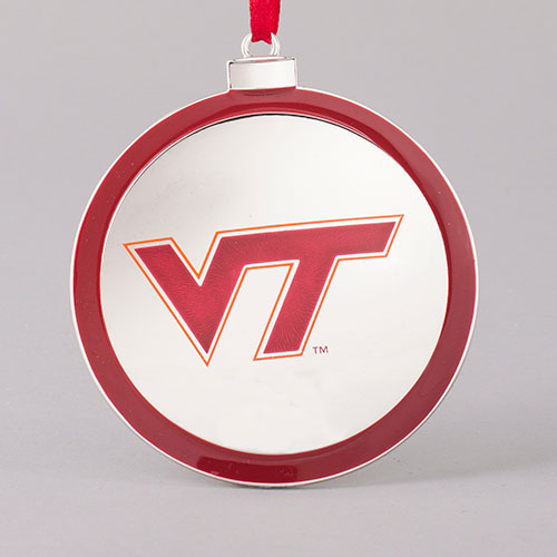 Silver Plated College Logo Ornament - Virginia Tech