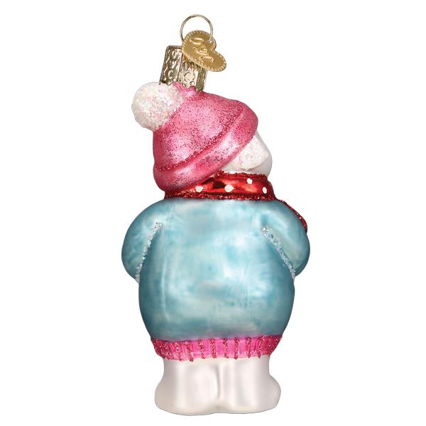 Expectant Snowlady Glass Ornament - The Country Christmas Loft