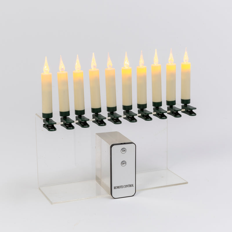 4 Inch LED Clip on Candle - 10 piece Set - White - The Country Christmas Loft
