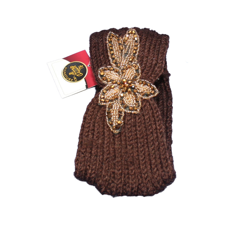 Rhinestone  Knit Headband - Chocolate - The Country Christmas Loft