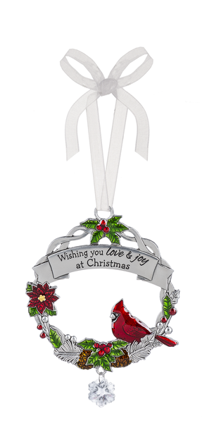 Christmas Cardinal Ornament - Wishing you Love and Joy at Christmas - The Country Christmas Loft
