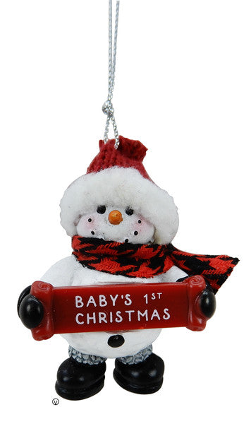 Cozy Snowman Ornament - Baby's First Christmas - The Country Christmas Loft
