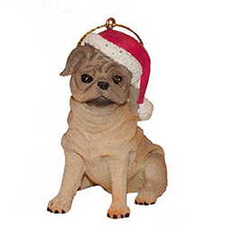 Dog in a Santa Hat Ornament - Pug - The Country Christmas Loft
