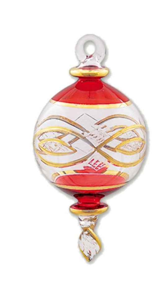 Small Sphere Glass With Gold Accents - Christmas Red