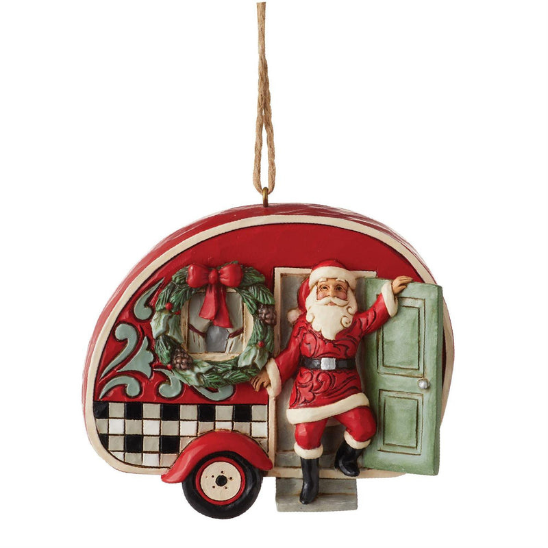 Highlnd Santa in a Camper Ornament