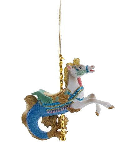 Resin Carousel Ornament - Mermaid Horse - The Country Christmas Loft
