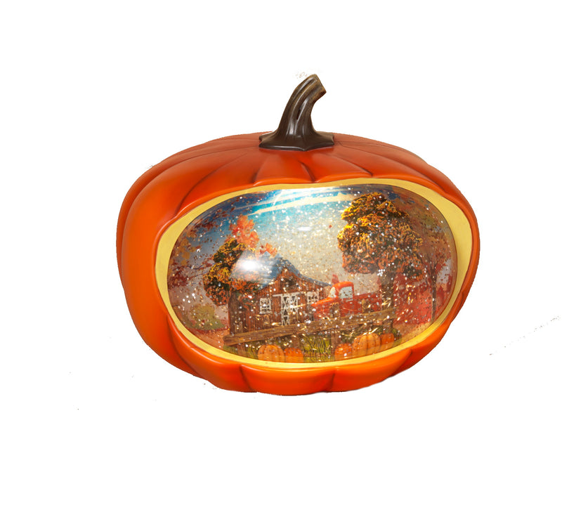 Lighted Spinning Water Globe Harvest Pumpkin - The Country Christmas Loft
