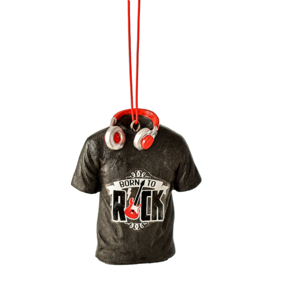 T-Shirt & Headphone Ornament - Born to Rock - The Country Christmas Loft
