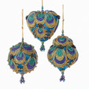 Aqua Paisley Ornament - Ball - The Country Christmas Loft