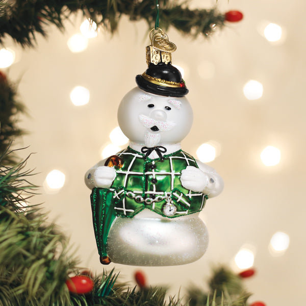 Sam The Snowman Glass Ornament