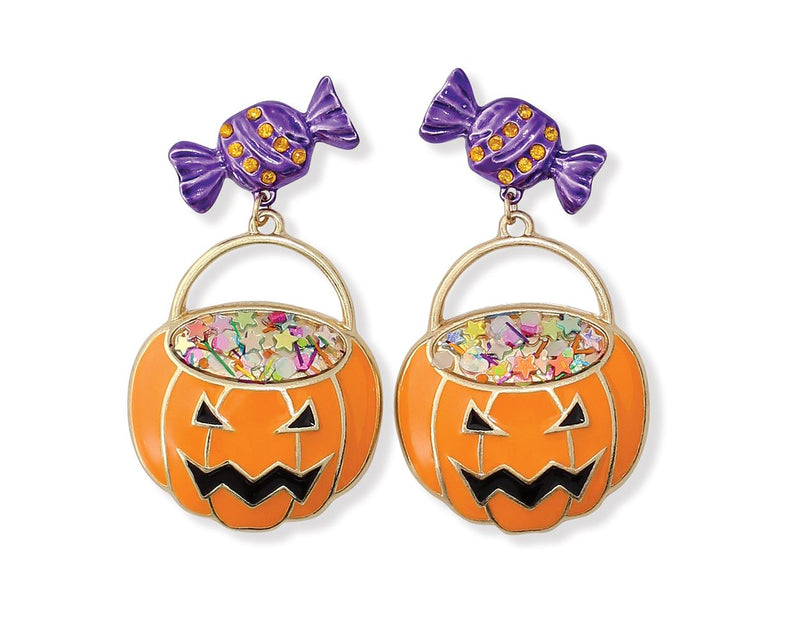 Jack O Lanterns With Candy  - Earrings