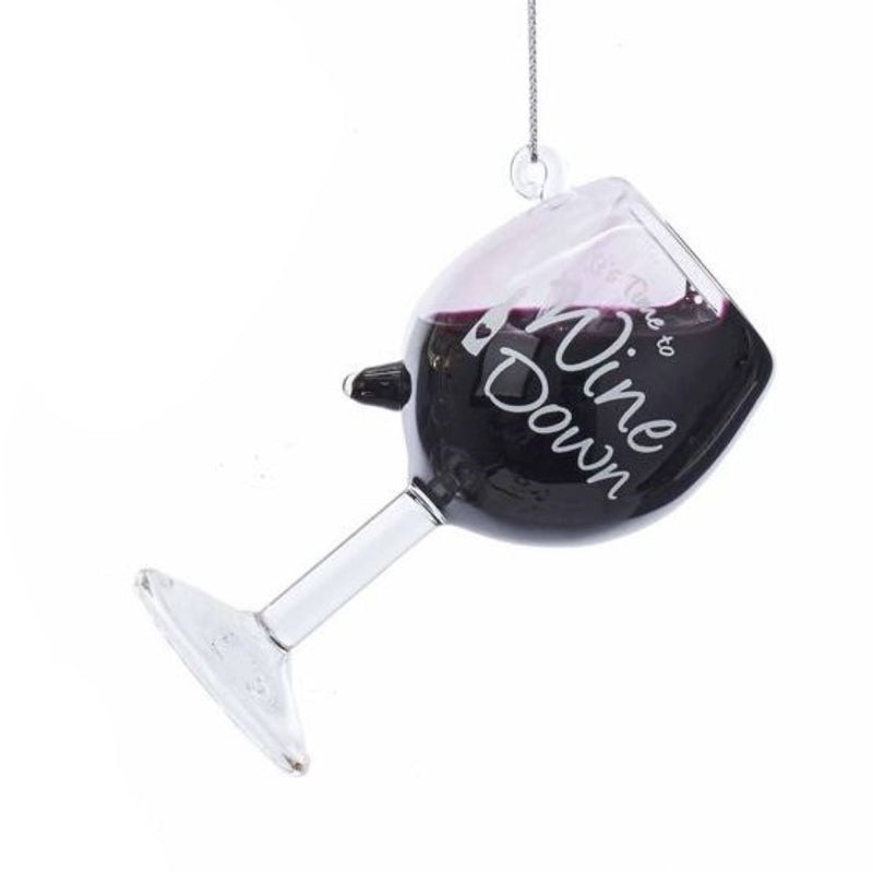 Glass Wine Glass Ornament - It's Time To Wine Down