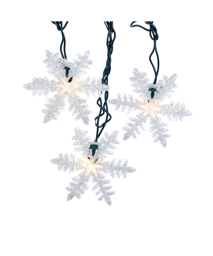 10-Light White Snowflake Light Set - The Country Christmas Loft