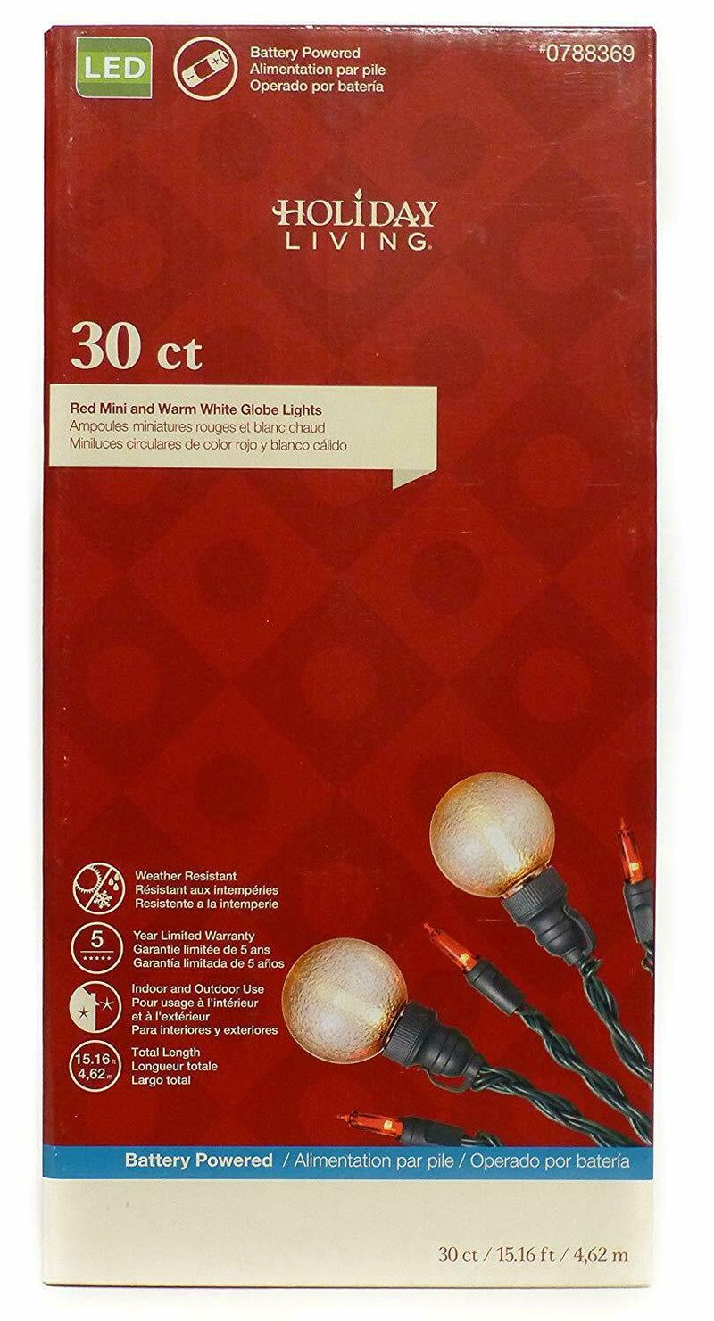 Holiday Living 30ct LED Globe Lights Red mini/Warm White - The Country Christmas Loft