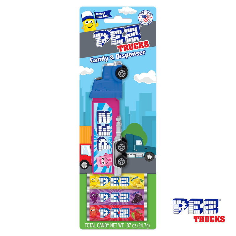 Pez - Big Rig Dispenser with 3 Candy Rolls - Blue Truck / Purple Trailer - The Country Christmas Loft