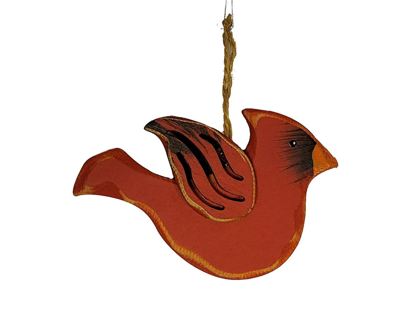 Wooden Cardinal Ornament - Style 3 - The Country Christmas Loft