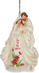 Holy Family with Poinsettia Ornament - The Country Christmas Loft