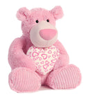 Strawberry Latte Teddy Bear With Stuffed Heart - - The Country Christmas Loft