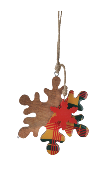Large Wood Plaid Snowflake Ornament - - The Country Christmas Loft