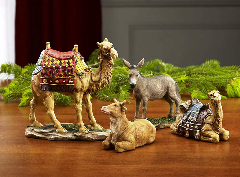 7 Inch Real Life Nativity Set - Includes All People, Lighted Manger, Chest Of Gold, Frankincense & Myrrh - The Country Christmas Loft