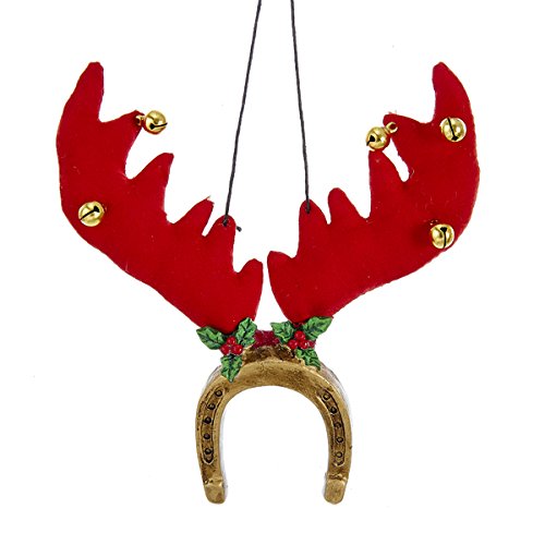 Kurt Adler 4 Inch Deer Antler Horseshoe Fabric Christmas Ornament - The Country Christmas Loft