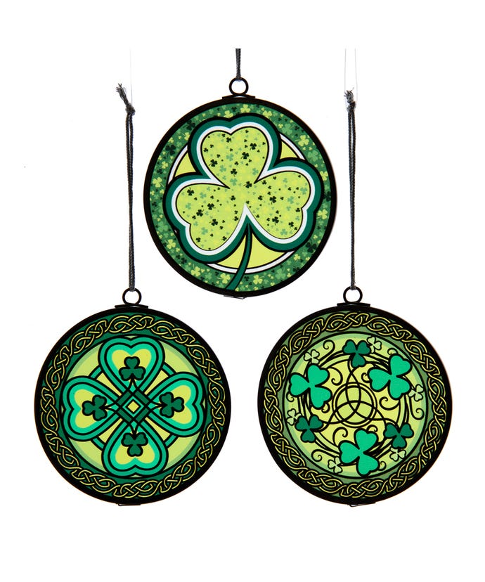 Shamrock Stained Glass Ornament - - The Country Christmas Loft