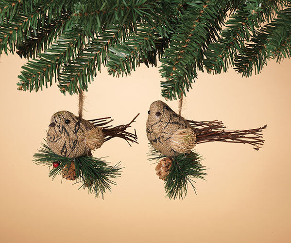Burlap Holiday Bird Ornament - The Country Christmas Loft