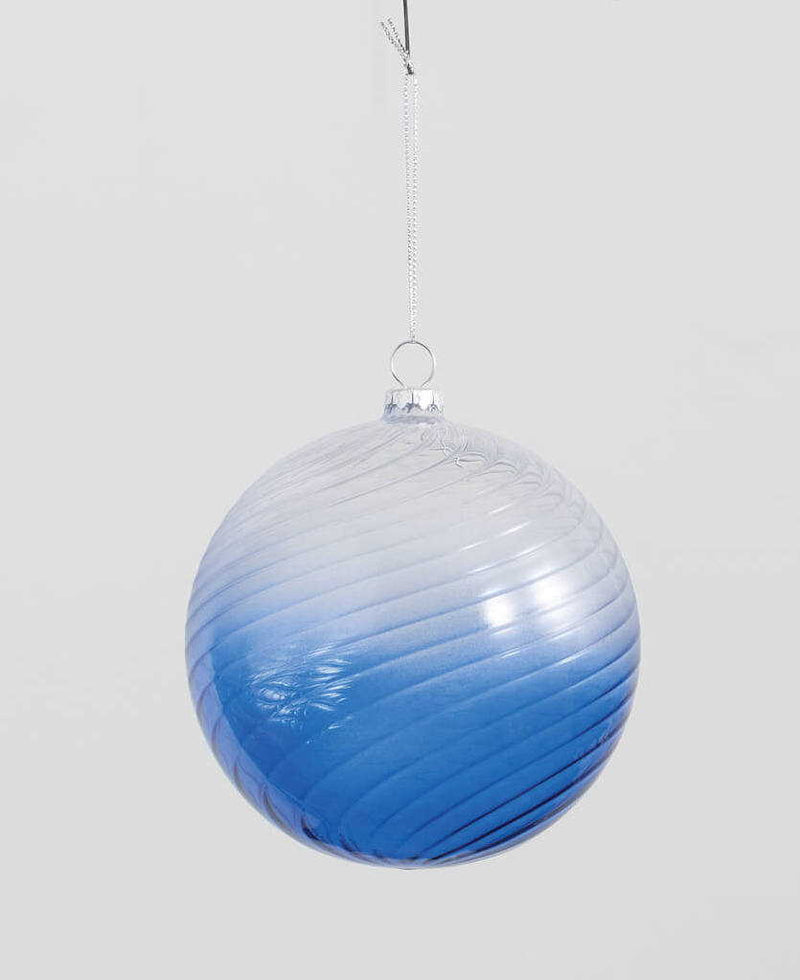 Blue Transition Scroll Glass Ornament - Ball - The Country Christmas Loft