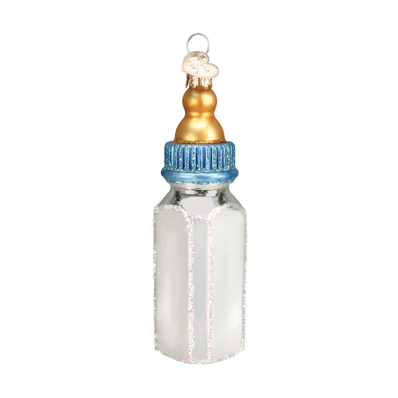 Baby Bottle Ornament - Blue - The Country Christmas Loft