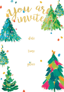 Brushstroke Trees - Foil Invite - The Country Christmas Loft