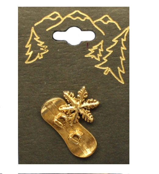 Snowflake Gold Snowboard Pin - The Country Christmas Loft