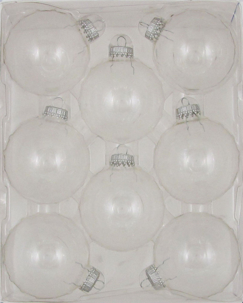 Christmas by Krebs 2-5/8" Balls - Silver Caps - Clear 8 Pack - The Country Christmas Loft