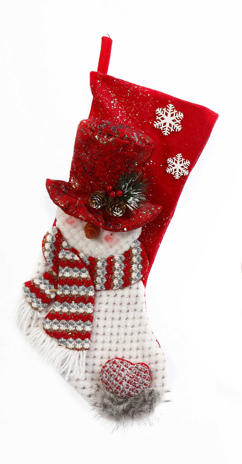 22" Plush Holiday Snowman Stocking - Top Hat - The Country Christmas Loft