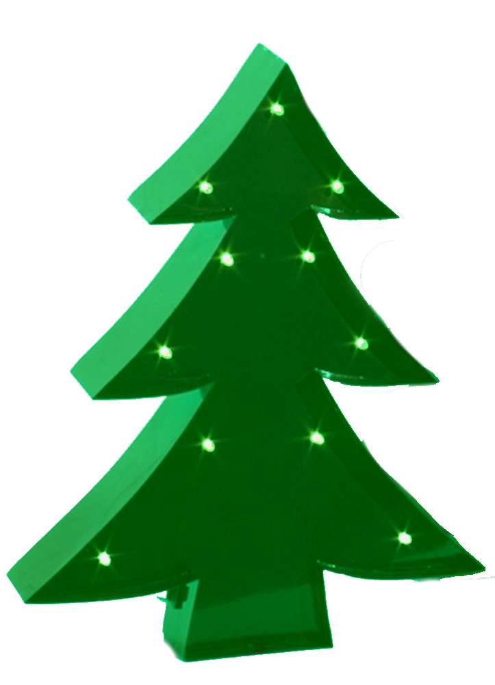 13 inch Lighted Tree Sign Green