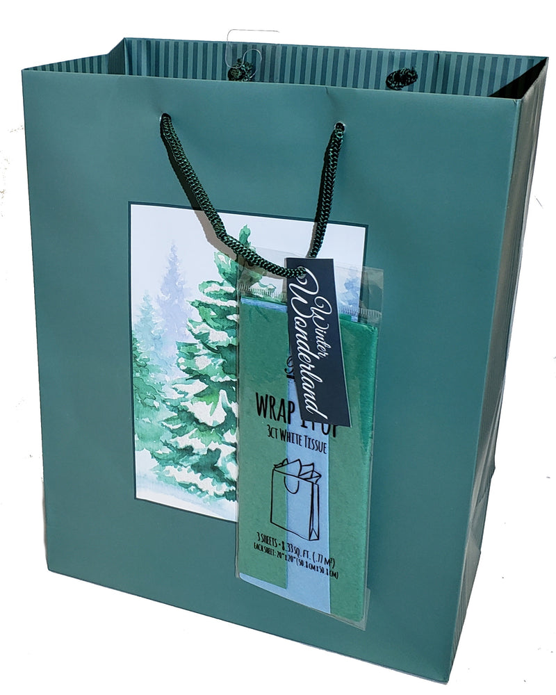 Traditional Gift Bag With Matching Tissue - Large - Forest Tree - The Country Christmas Loft