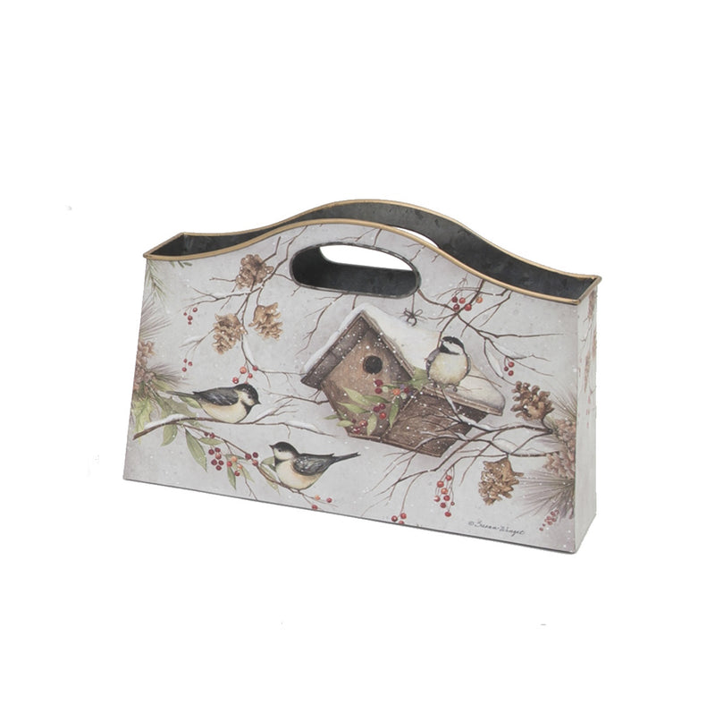 Metal Holiday Chickadee Decorative Tote - Mid Size
